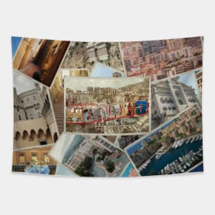 Greetings from Monaco Vintage style retro souvenir Tapestry