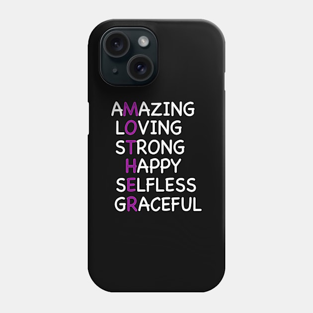 Amazing Loving Strong Happy Selfless Graceful Mother - Gift Mothers Day Mom Phone Case by giftideas