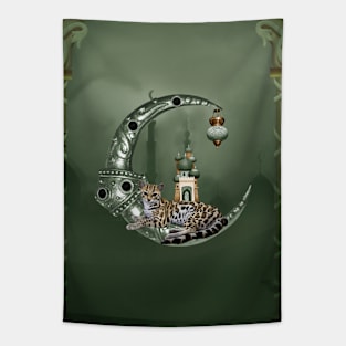 Wondeful leopard on the moon Tapestry