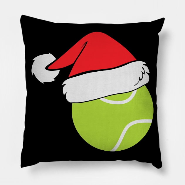 Tennis Santa hat Tennis Lover Christmas Gift Pillow by BadDesignCo