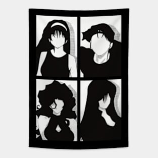 All The Main Characters In Golden Boy Anime In A Black And White Kawaii Minimalist Pop Art Design Tapestry