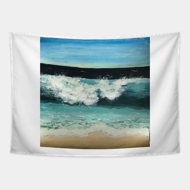 Crashing wave on beach Tapestry by designInk