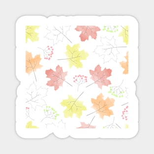 Colorful watercolor maple leaves pattern Magnet