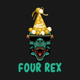 Kids Kids Four Rex 4th Birthday Fourth Dinosaur 4 Year Old T-Shirt