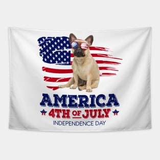 French Bulldog Flag USA - America 4th Of July Independence Day Tapestry