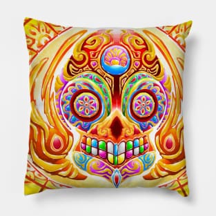 Golden Day of the Dead Skull Pillow