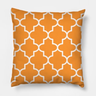 Deep Saffron Moroccan Quatrefoil Lattice Tile Pattern Pillow