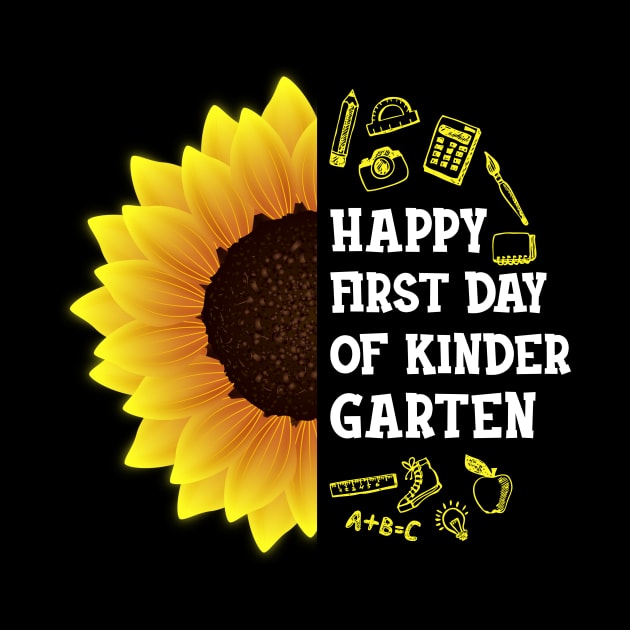 Happy First Day Of Kindergarten Sunflower Teacher Student Back To School Gift by hardyhtud