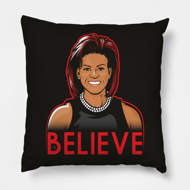 Michelle Obama Pillow by Jamie Lee Art