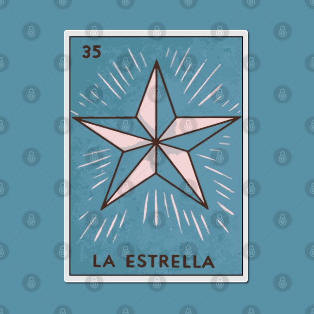 Mexican lotería star card mexican bingo watercolor folk art by T-Mex