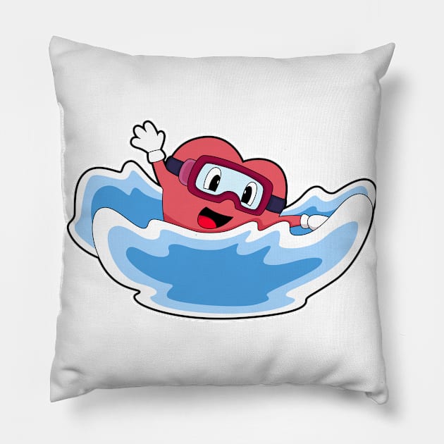 Heart Swimming Waves Pillow by Markus Schnabel