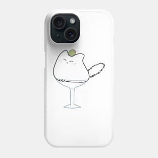 Martini Cocktail Drink Cat White Fluffy Anime Kawaii Minimal Funny Neko Phone Case