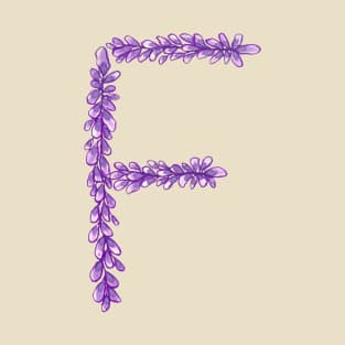 Lavender Letter F Hand Drawn in Watercolor and Ink T-Shirt