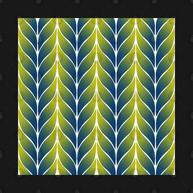 Green Blue Leaf Tile Pattern by Looly Elzayat