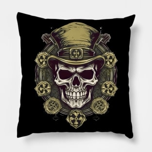 St. Patricks day themed cool skull Pillow