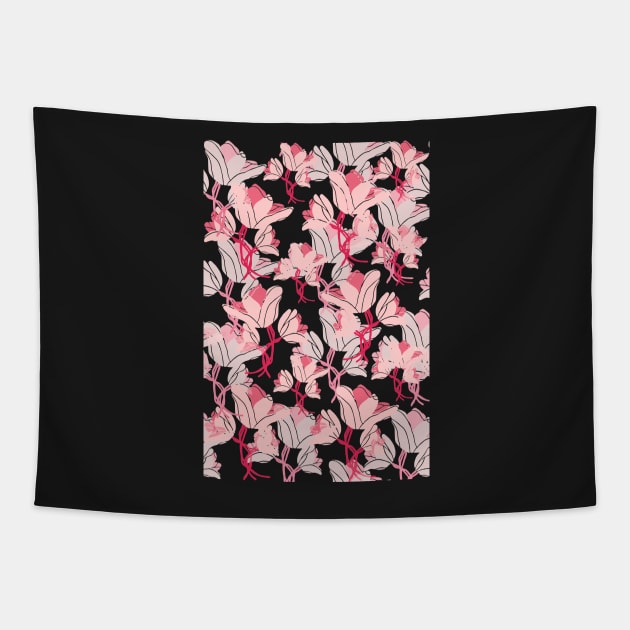 Pink flower pattern Tapestry by PedaDesign