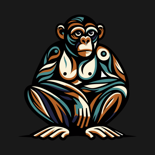 Pop art monkey illustration. cubism illustration of monkey by gblackid