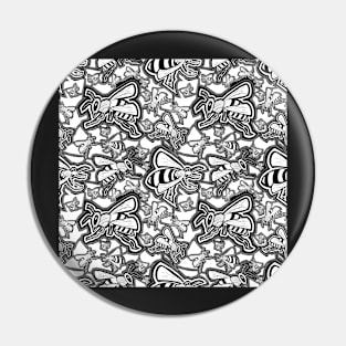 Black and White Bee Fashion Print Pin