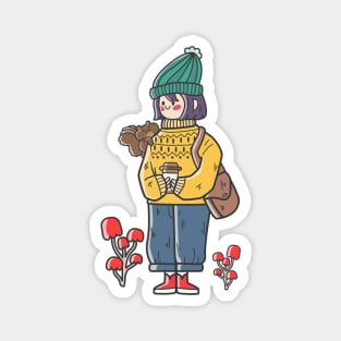 cute winter girl Magnet