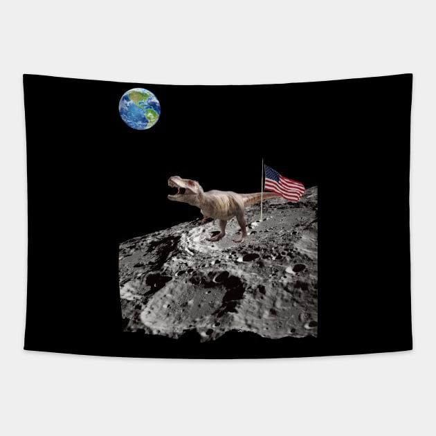 Giant T-rex on Moon Tapestry by GMAT