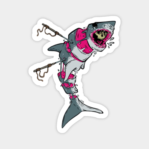 Shark hunter Magnet by Art of Andy W