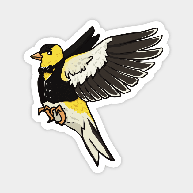 Spiffy Goldfinch Magnet by SketchedByRory