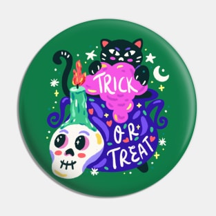 Cat spooky Trick or Treat Pin