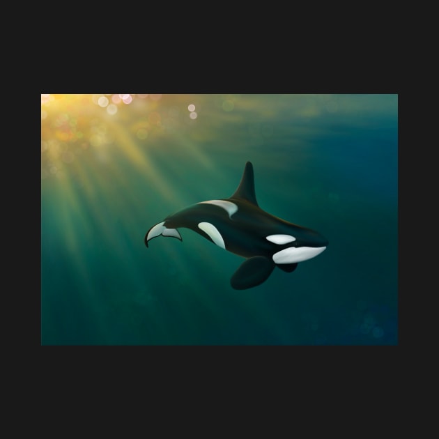 Orca underwater sunset scene by MoanaMatron