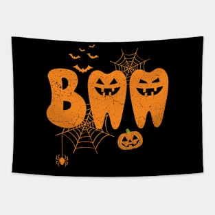 Boo Teeth Funny Dental Halloween Costume Dentist Tapestry