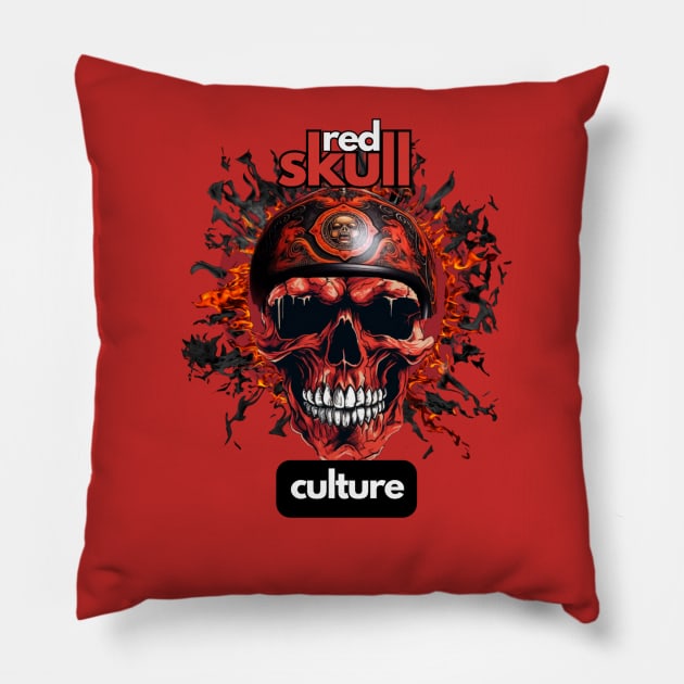 Red Skull Culture, Festival t-shirt, Unisex t-shirt, tees, men's t-shirt, women's t-shirt, summer t-shirt, skull t-shirts, biker t-shirts Pillow by Clinsh Online 