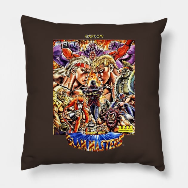 Saturday Night Slam Masters/Muscle Bomber!! Pillow by AlphaNerdsUnited