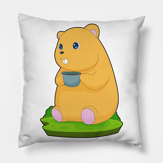 Hamster Coffee Cup Pillow by Markus Schnabel