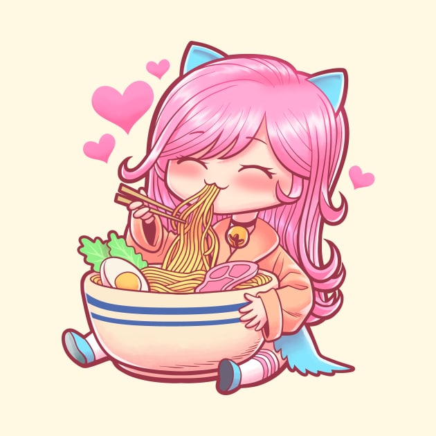 Kawaii Ramen Anime Girl by tommartinart