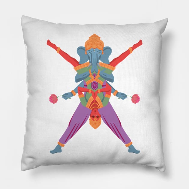 Hindu God and Goddess Acro yoga Pillow by Sokari