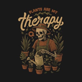 Plants Are My Therapy Gardening Skeleton T-Shirt