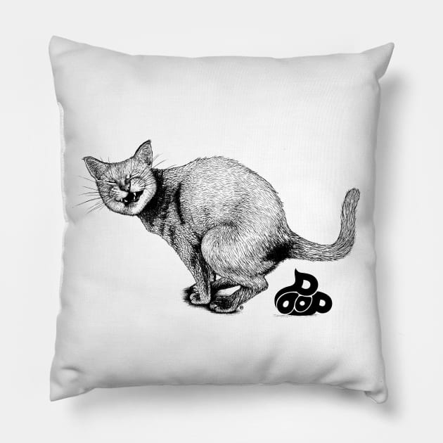 Pooping Kitty Pillow by VectorInk