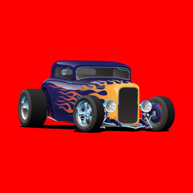 Vintage Hot Rod Car with Classic Flames by hobrath