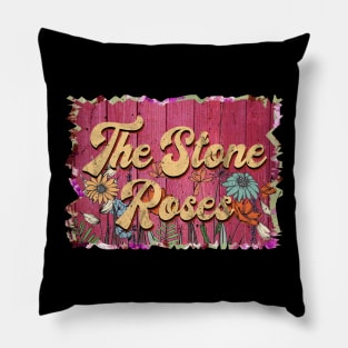 Classic Stone Personalized Flowers Proud Name Pillow