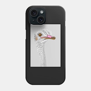 Ostrich Portrait On Grey Phone Case