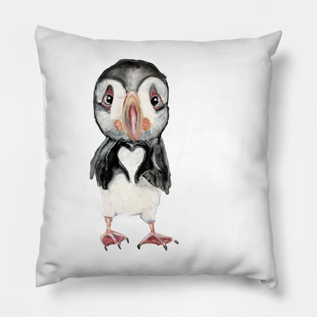 Puffin heart Pillow by msmart