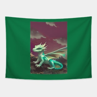 Baby Dragon On A Rock Tapestry