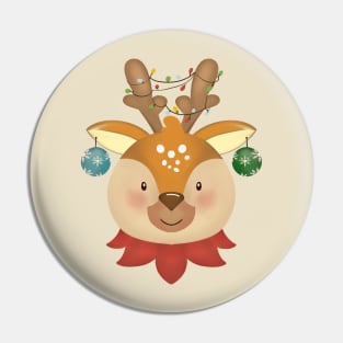 Reindeer Christmas Light Watercolor Pin