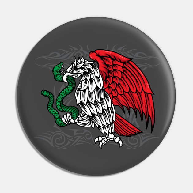 Mexican Pride Mexican Coat of Arms Mexico Flag Tribal Style Pin by Blink_Imprints10