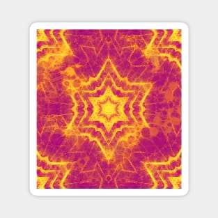 Vibrant yellow and magenta star mandala Magnet