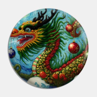 Chinese Christmas Dragon Pastel Art Pin