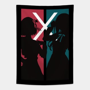 Lycoris recoil Chisato nishikigi x Takina inoue Clean anime characters silhouette design Tapestry