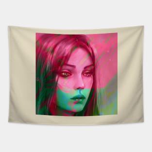 ICE CREAM Sweet Pink and Green Portrait Glitch Art Tapestry