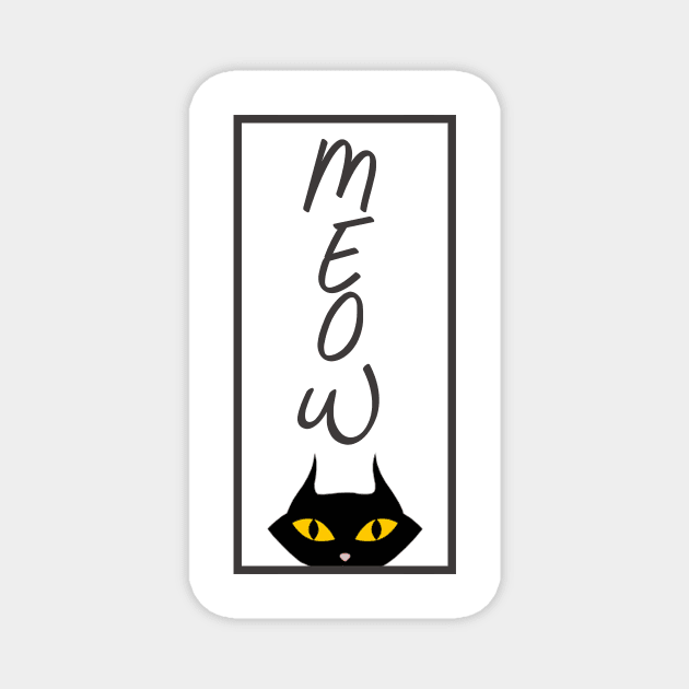Meow Black Cat Yellow Eyes Magnet by MADesigns