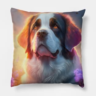 Saint Bernard Dog Animal Portrait Painting Pet Character Pillow