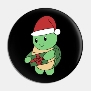 Friendly Santa Turtle Pin